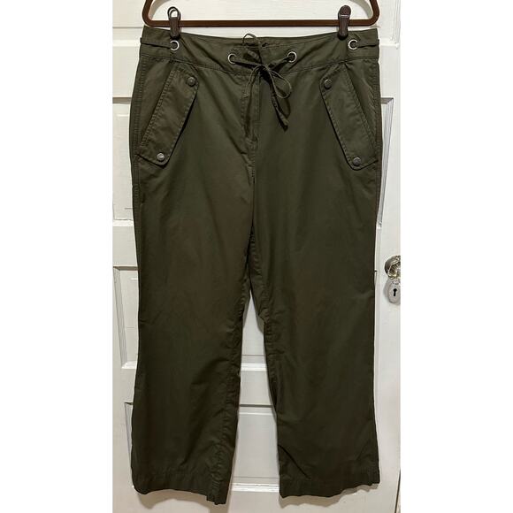 Tommy Hilfiger Womens Pants Size 14 (32x30.5) Olive Green Wide Leg Baggy Retro - Picture 1 of 10